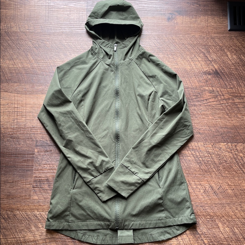 Olive Green Hooded Water-Resistant Jacket